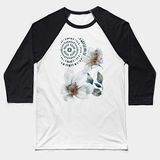 Magnolias in blue watercolor Baseball T-Shirt